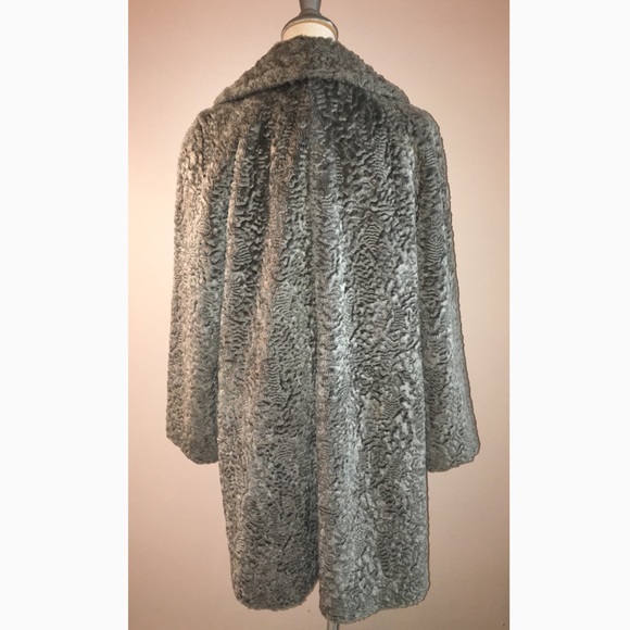 Vintage grey Persian lamb wool faux fur coat - Picture 2 of 8